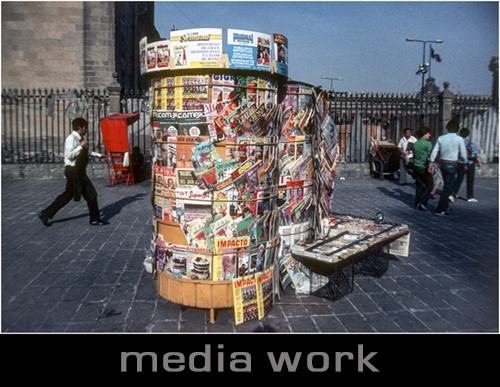 "media work entrance, press kiosk in Plaza Zócalo, Mexico"